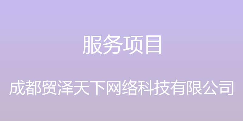 服务项目 - 成都贸泽天下网络科技有限公司